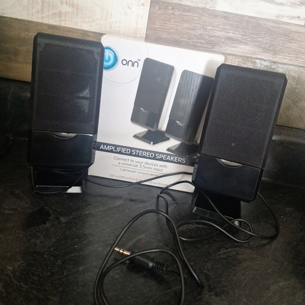 Onn Amplified Stereo Speakers - Black Universal